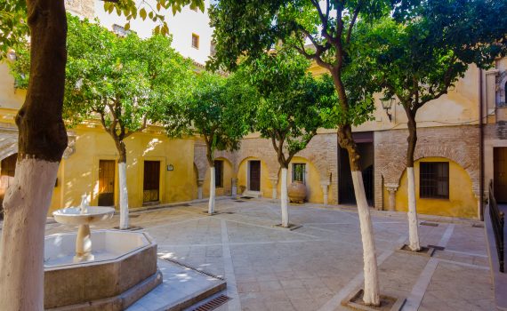 courtyard of the Church of "El Salvador" in Seville, Spain